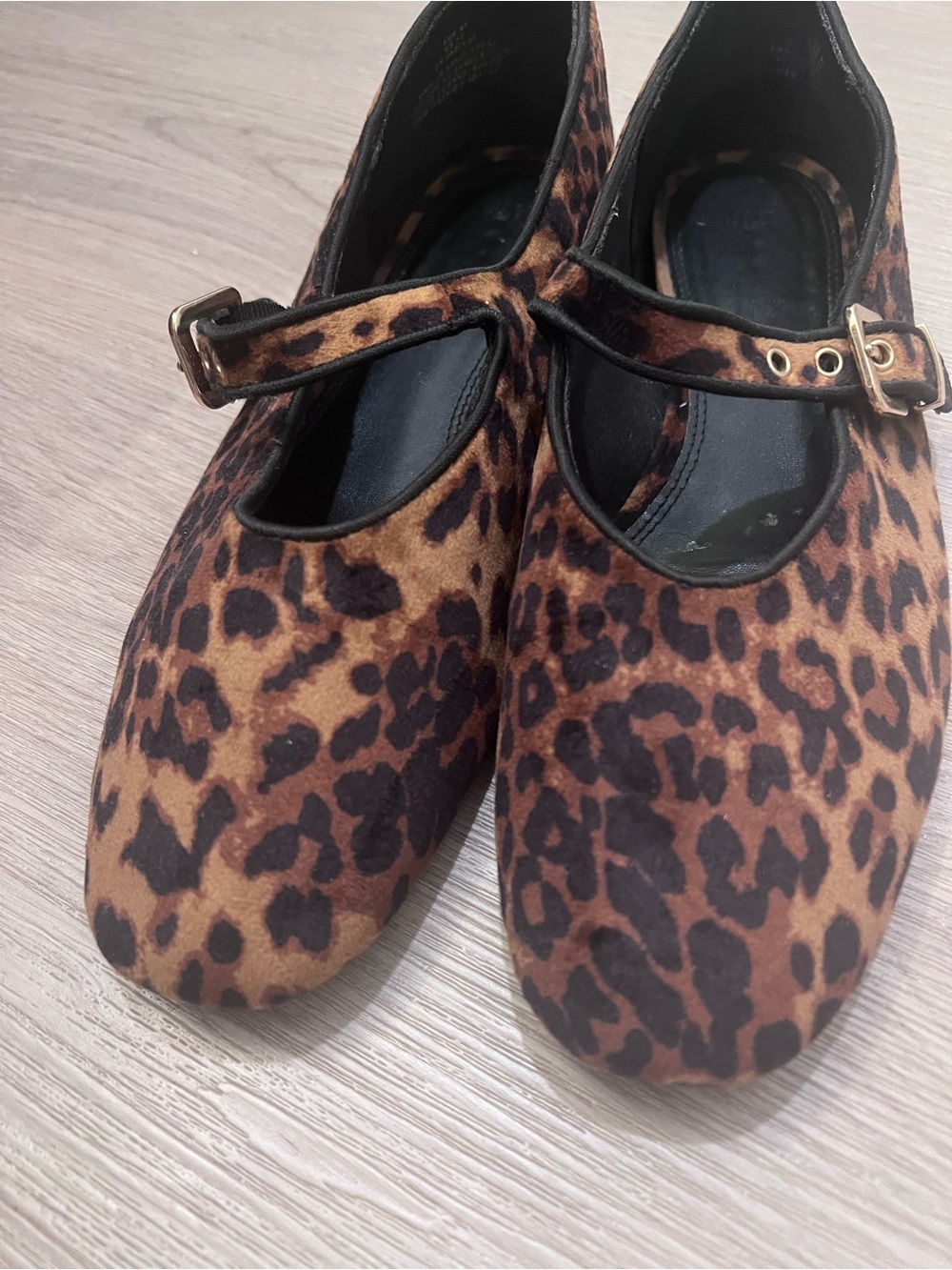 H&M Leopard Print Mary Jane Flats in Brown and Black